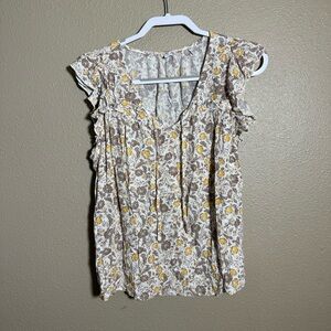 Old Navy Floral Print Blouse with Ruffle Sleeves